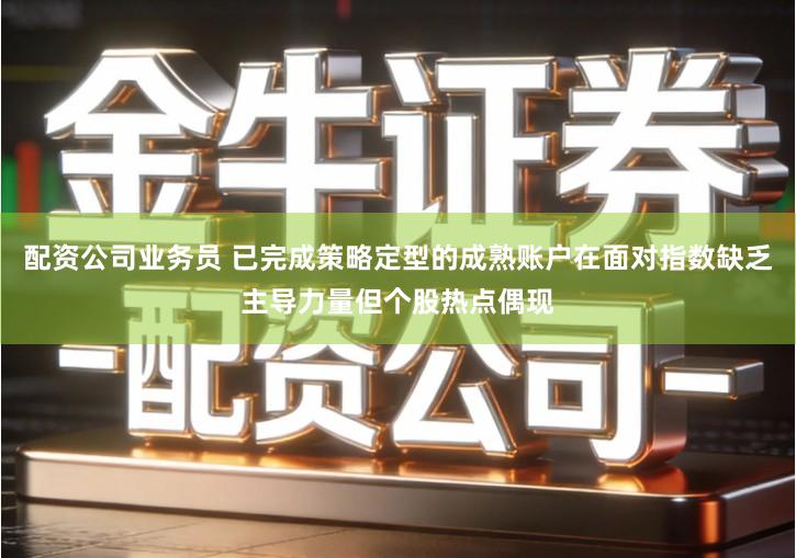 配资公司业务员 已完成策略定型的成熟账户在面对指数缺乏主导力量但个股热点偶现